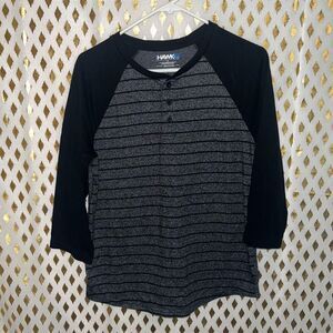 Hawk Henley grey striped men’s size S